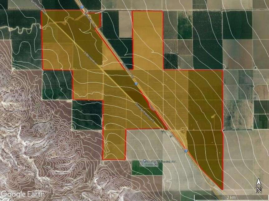 Delimitación de parcelas de olivar analizadas en California, Estados Unidos