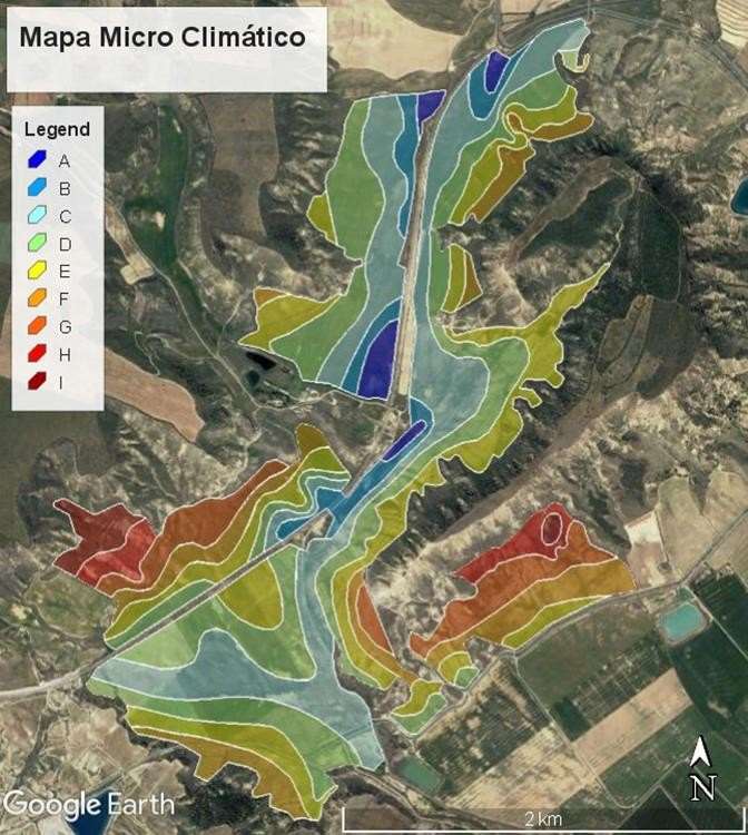Mapa microclimático de una finca de almendro en Catalunya, España